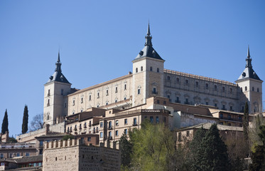 Fototapeta na wymiar View of the Alcazar Castle and the Old Town of Toledo, Spain