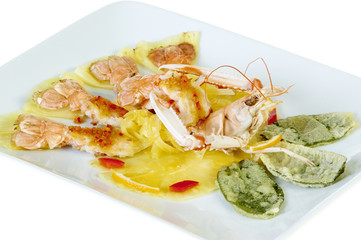 Shrimp with orange and pineapple
