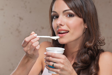 Woman with yogurt