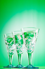 Water in the glass against gradient background