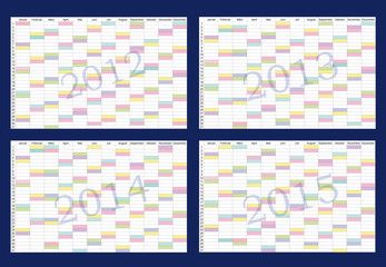 Termin-Jahresplaner 2012, 2013, 2014, 2015