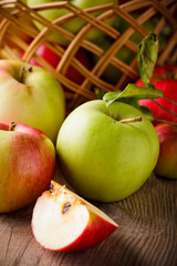 Apples on wooden table