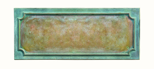 bronze plate isolated, empty metal frame - 34819161