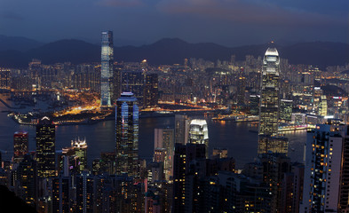 Fototapeta na wymiar Hongkong bei Nacht