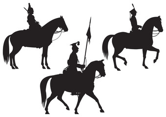 Cavalry Horse riders vector silhouettes part 2