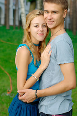 Happy young couple at the park