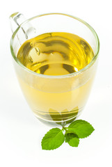mint tea with mint leaf isolated on white