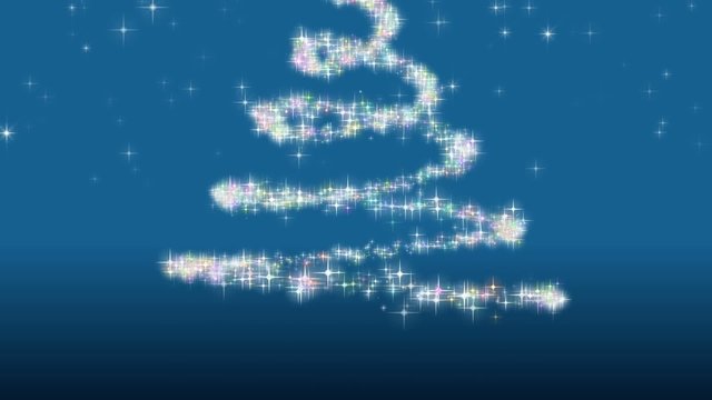 Animazione albero di natale su sfondo blu