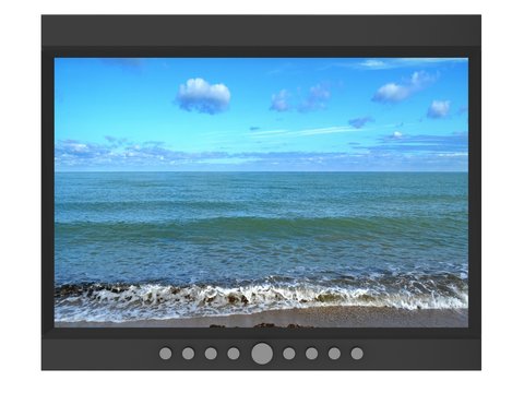TV with sea background