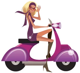 Foto op Plexiglas side view of woman riding scooter © zzve