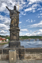 Fototapeta na wymiar Statue on Karluv Most, Charles Bridge in Prague