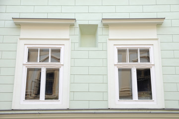 windows on the old house in Banska Stiavnica