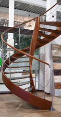 modern stairs made of wood and aluminium