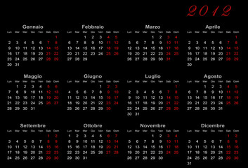 Calendario 2012 Nero