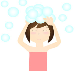 頭を洗う女性