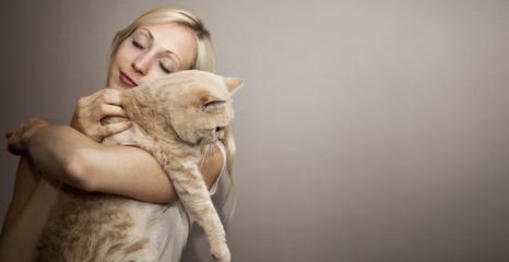 Young Woman with Cat