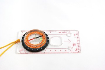 magnetic compass on white background