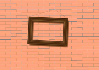 woden  frame on brick wall