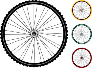 Naklejka premium set bicycle wheels isolated on white