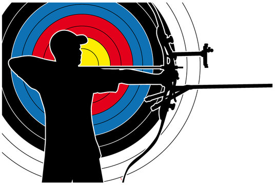 Silouhette d'archer sur blason d'archerie