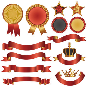 set of ribbon and emblem