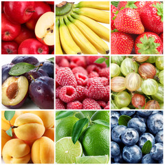 Collection fruits and berries