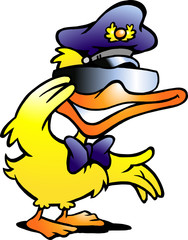 Hand-drawn Vector illustration of an Duck in uniform