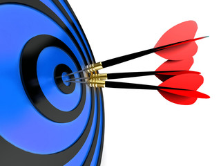 abstract 3d illustration of arrows in target