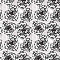 vector seamless monochrome floral pattern