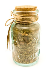 Spices in glass bottles