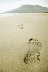 footprints in the sand beach