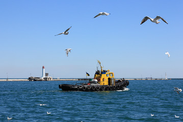 tugboat at speed
