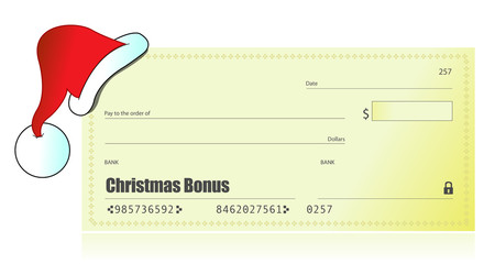 Christmas bonus check illustration design
