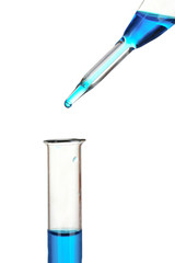 test tube and pipette isolated on white