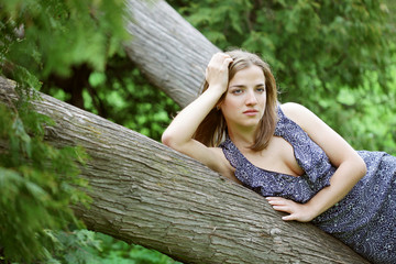 young  woman on a tree