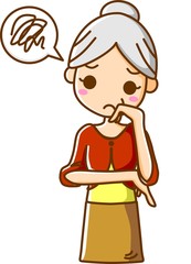 シニア女性　悩む　困る