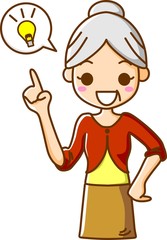 シニア女性　ひらめき