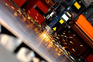 industrial laser with sparks flying around