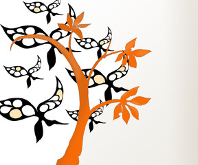 夏の終わりの蝶と紅葉