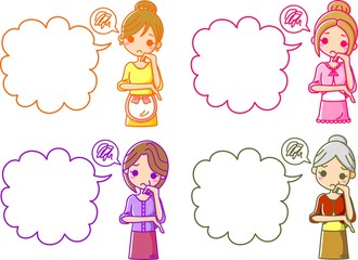 女性　吹き出し　悩む　困る