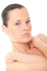 Obraz na płótnie Canvas closeup face woman with healthy skin