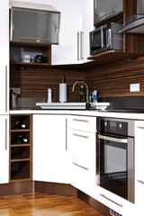 White and brown kitchen