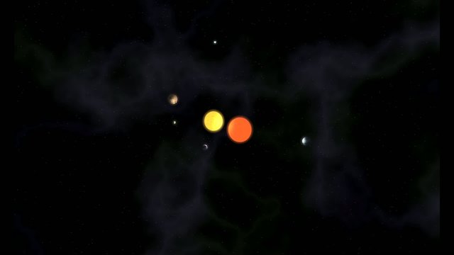 Solar system with a binary star and five planets