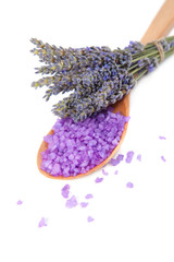 Flowers lavender and sea salt for bath