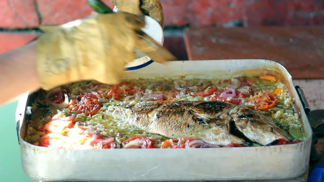 Baked Sea Fish With Vegetables - Dentex Dentex