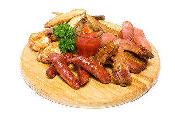 Meat and sausage assortment - Gourmet German cuisine isolated