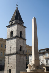 Benevento (Campania, Italy) - Historic bell tower and obelisk