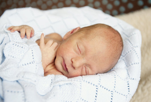 Sleeping Newborn Baby Boy Closeup