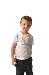 Little boy in white shirt