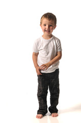 Fototapeta premium Little boy in white shirt